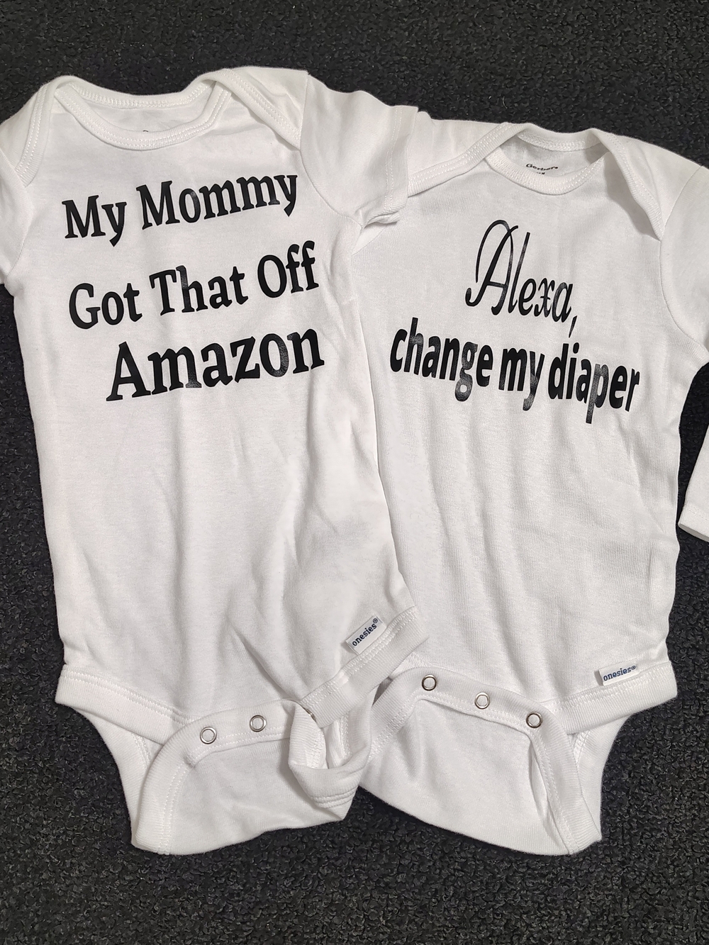 Gerber 2pc White Funny Slogan Bodysuit Set 12m Short/Long Sleeve Bundle New